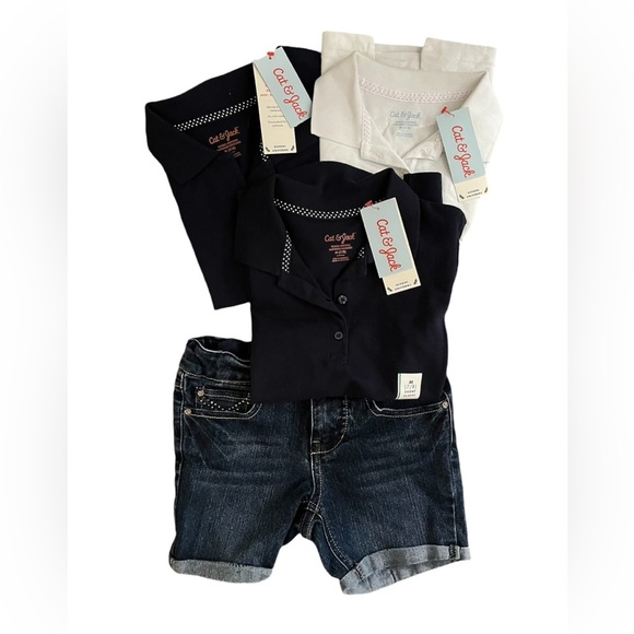 Navy/White Polo Shirts and Shorts Bundle - Girls - Picture 1 of 3